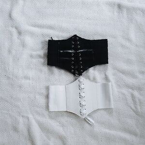 Black and White Lace-Up Corset Belts